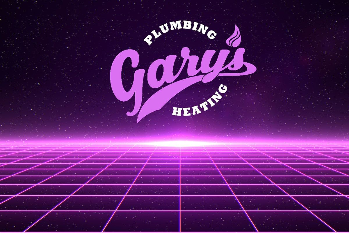 Gary 's plumbing and heating logo on a purple background