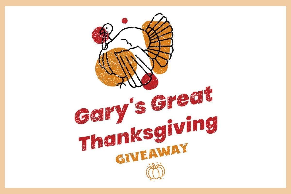 A logo for gary 's great thanksgiving giveaway