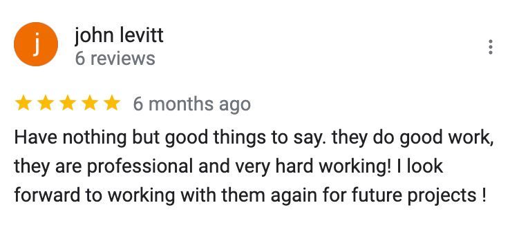 A google review for john levitt has 6 stars and 6 months ago.