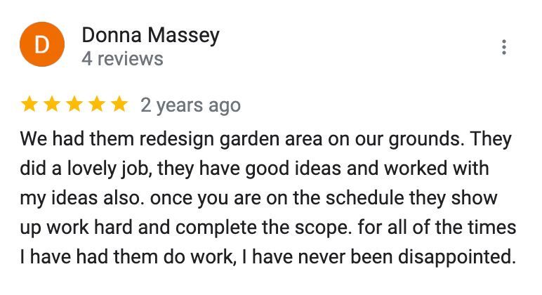 A google review for donna massey shows that they did a lovely job