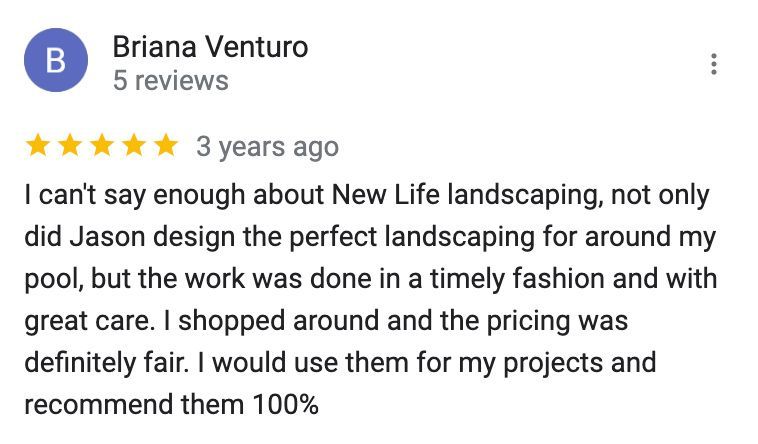 A facebook review of a landscaping company by briana ventura