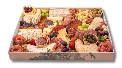 A large box filled with lots of different types of food.