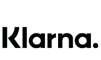 a black and white logo for klarna on a white background .