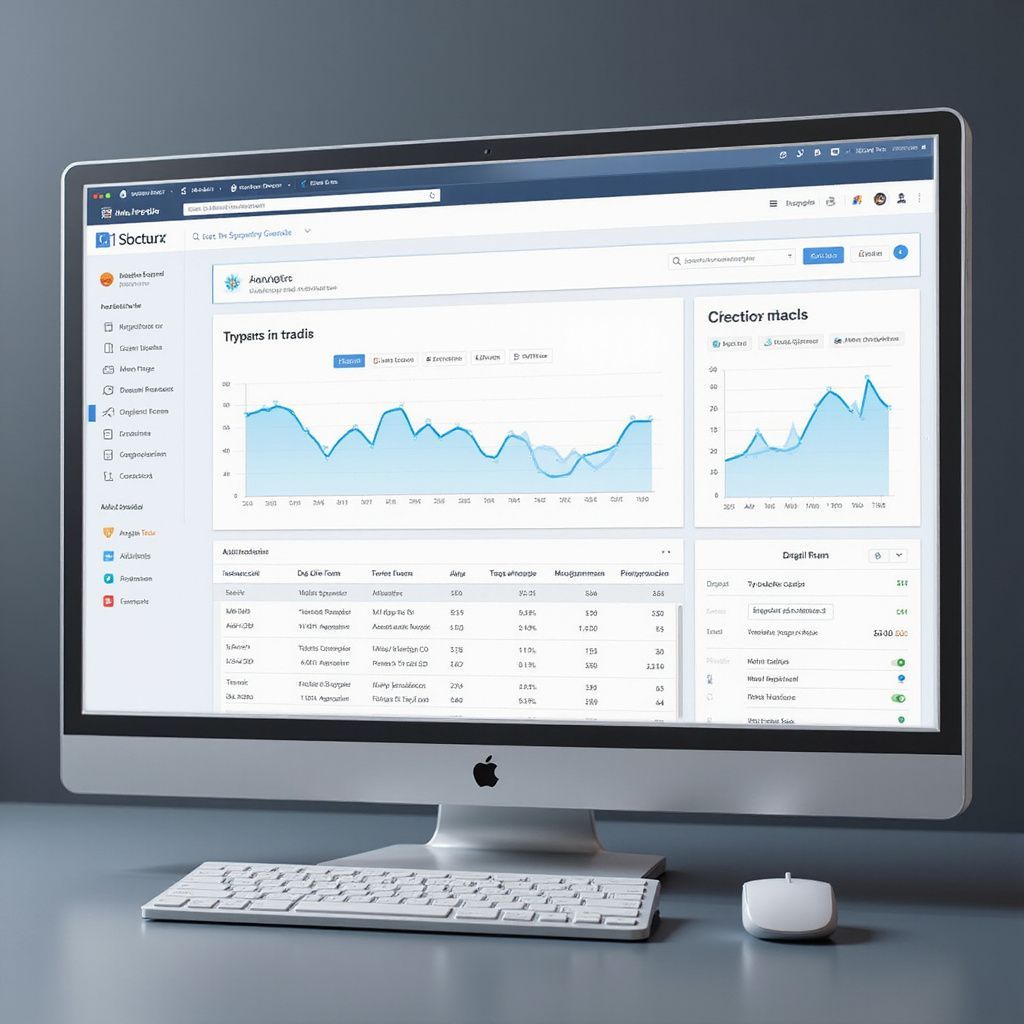 A computer screen displaying a dashboard with data visualizations, graphs, and tables of Reboot IT