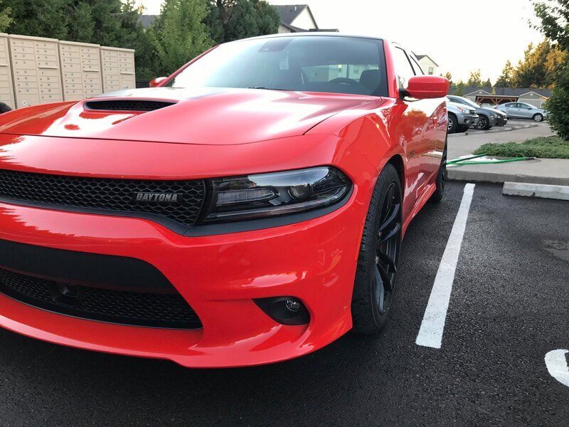 Red Dodge Charger Daytona getting car wash and mobile detailing in salem  oregon by  Keptcar