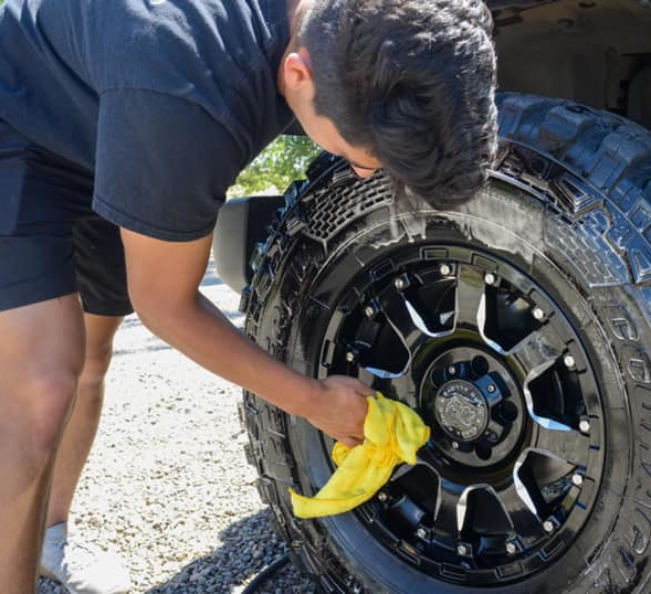 Tire cleaning is apart of Keptcars  standard exterior detailing service
