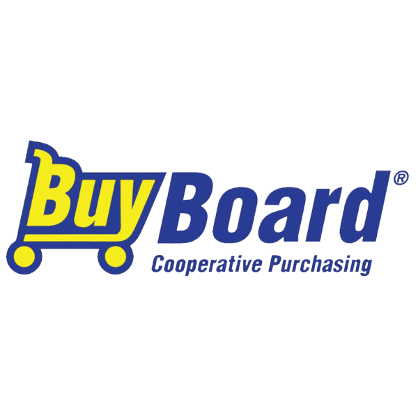 A blue and yellow logo for buy board cooperative purchasing