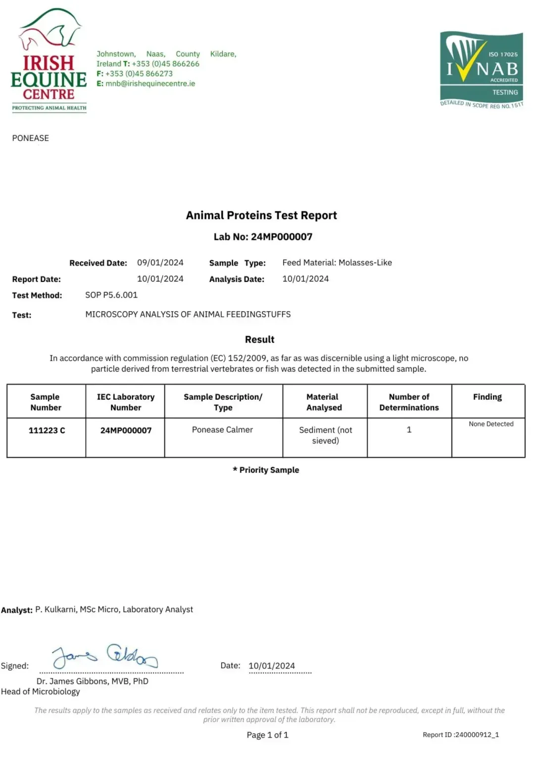 Testrapportmaagzweerbehandeling Ponease Calmer. stressvolle paarden. d'Ive-horsecare