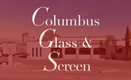 Columbus Glass & Screen building exterior, red overlay.