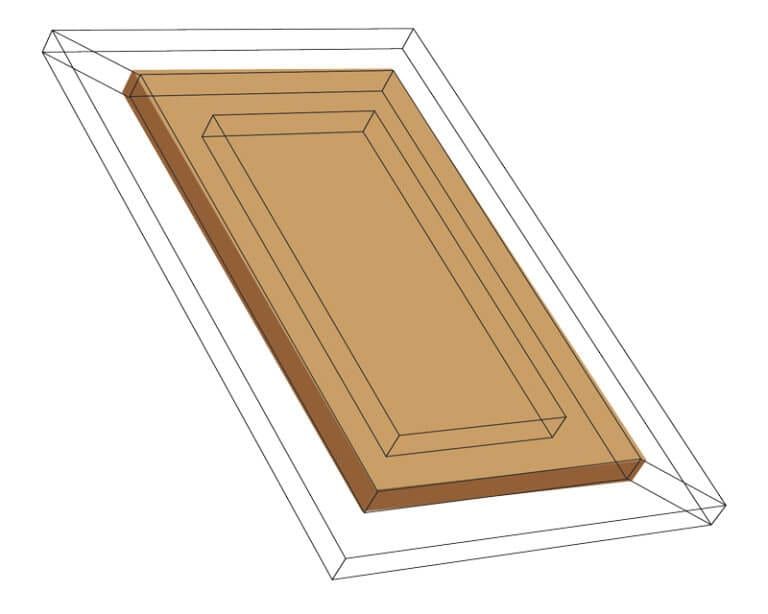 A drawing of a piece of wood in a clear frame, Bespoke Framing.