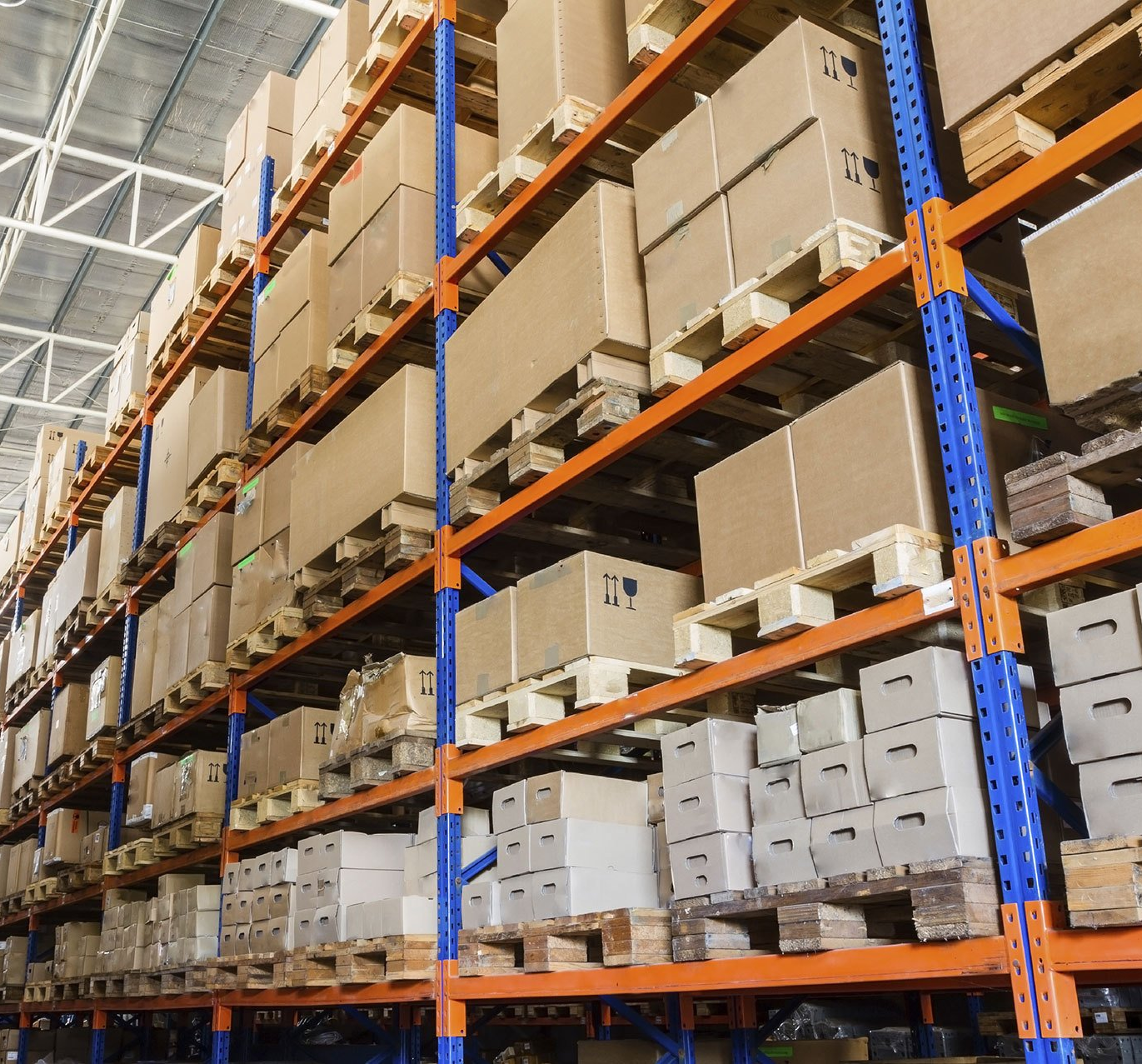 Inventory in cardboard boxes