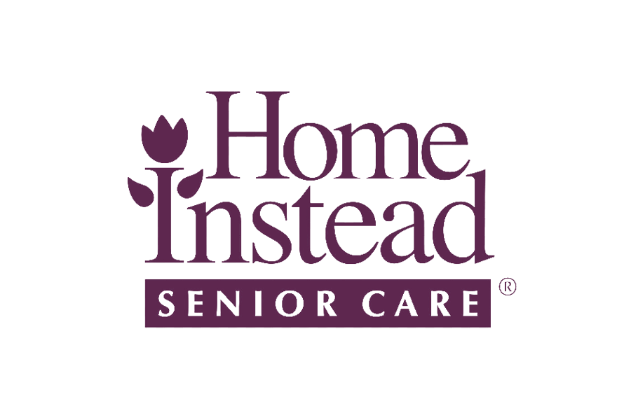 The logo for home instead senior care is purple and black.