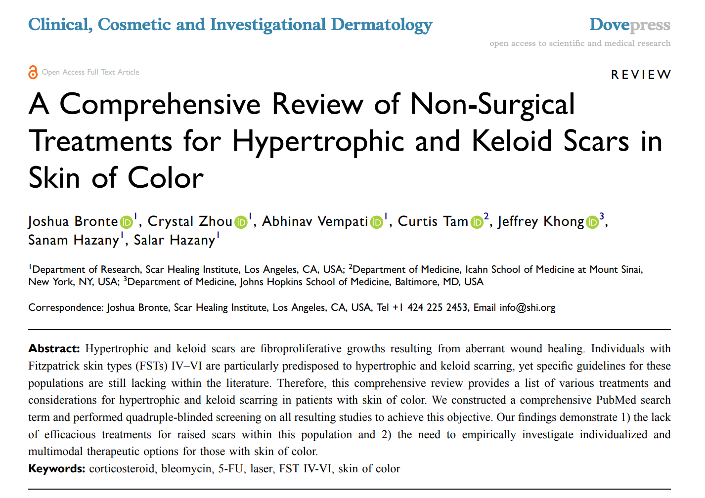 A comprehensive review of non-surgical treatments for hypertrophic and keloid scars in skin of color