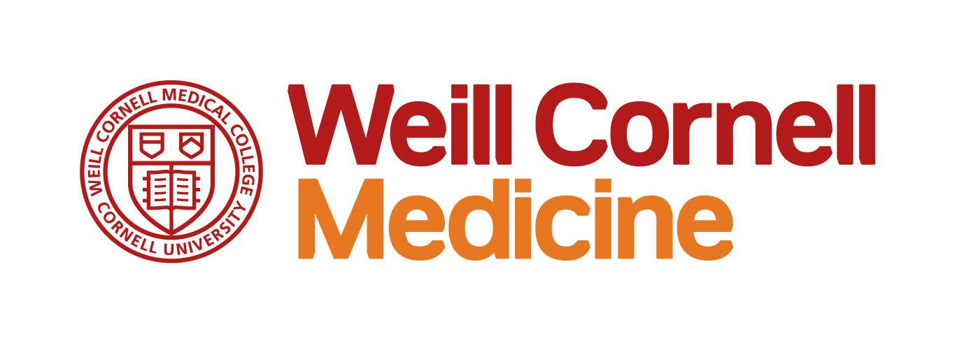 The logo for weill cornell medicine is red and orange