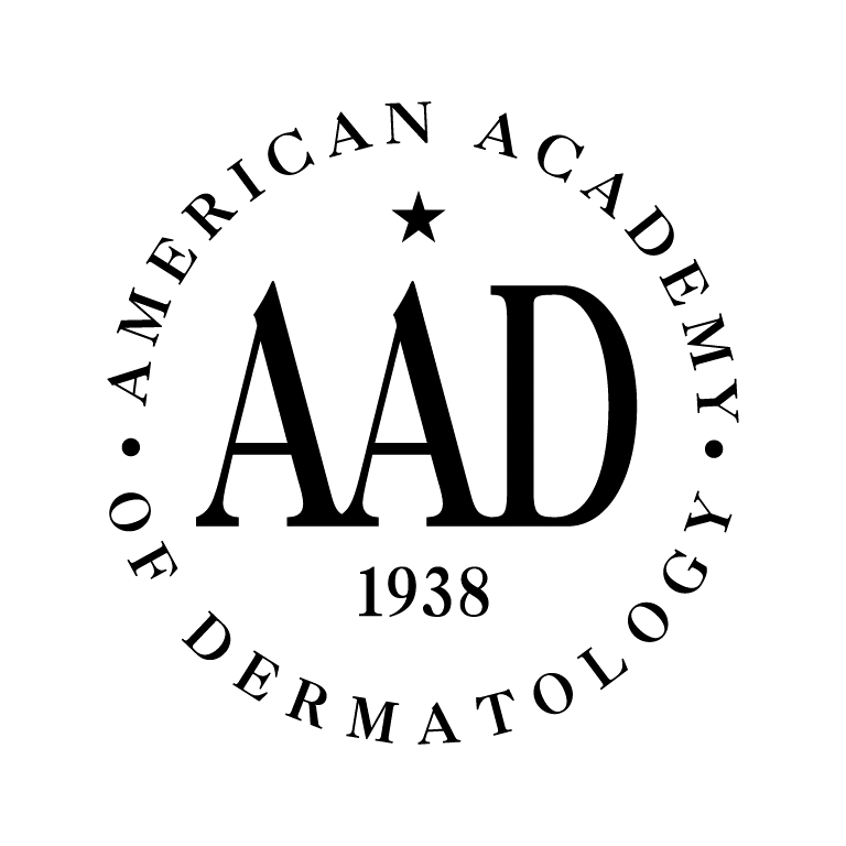 A black and white logo for the american academy of dermatology