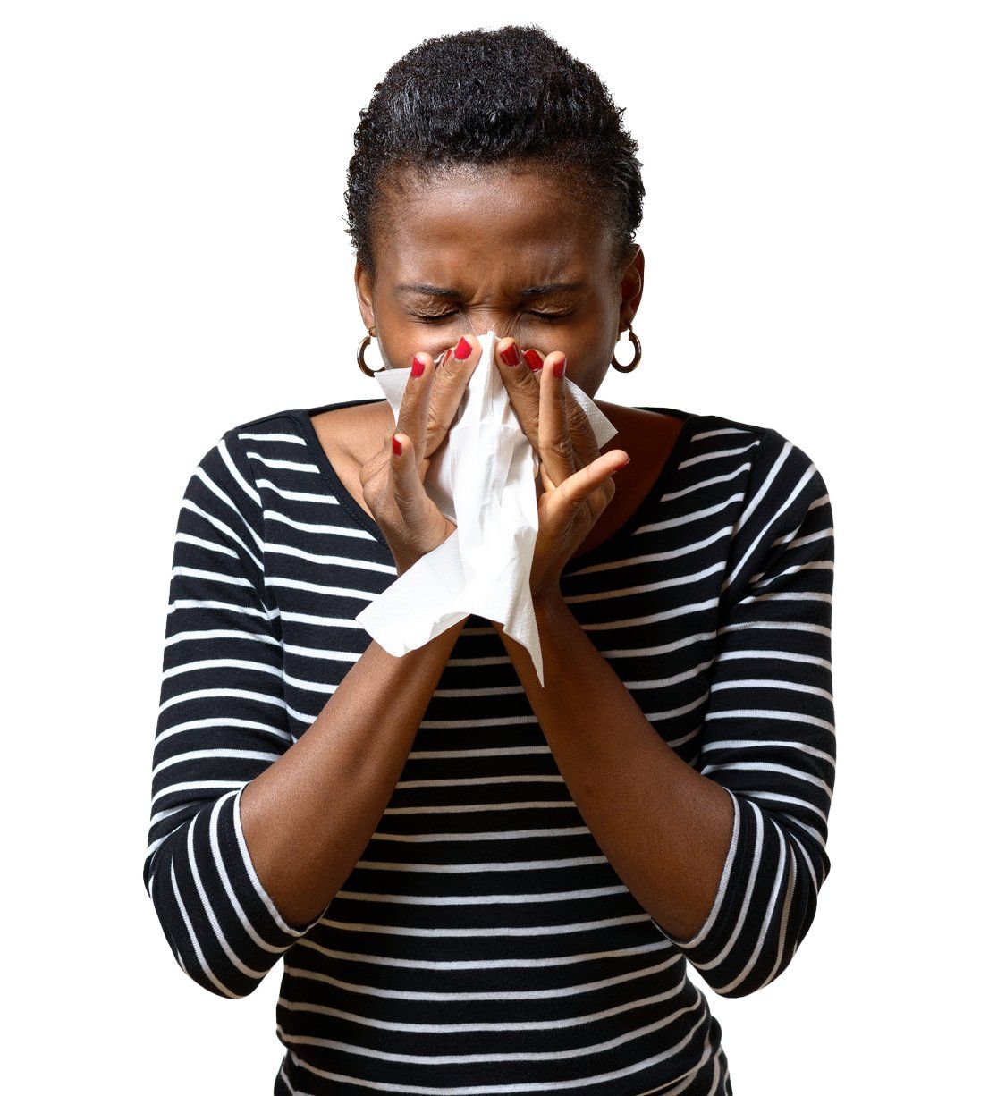 African Woman Sneezing — Lexington, KY — Allergy Asthma & Immunology: Dr. Iraklis Livas African Woman Sneezing — Lexington, KY — Allergy Asthma & Immunology: Dr. Iraklis Livas