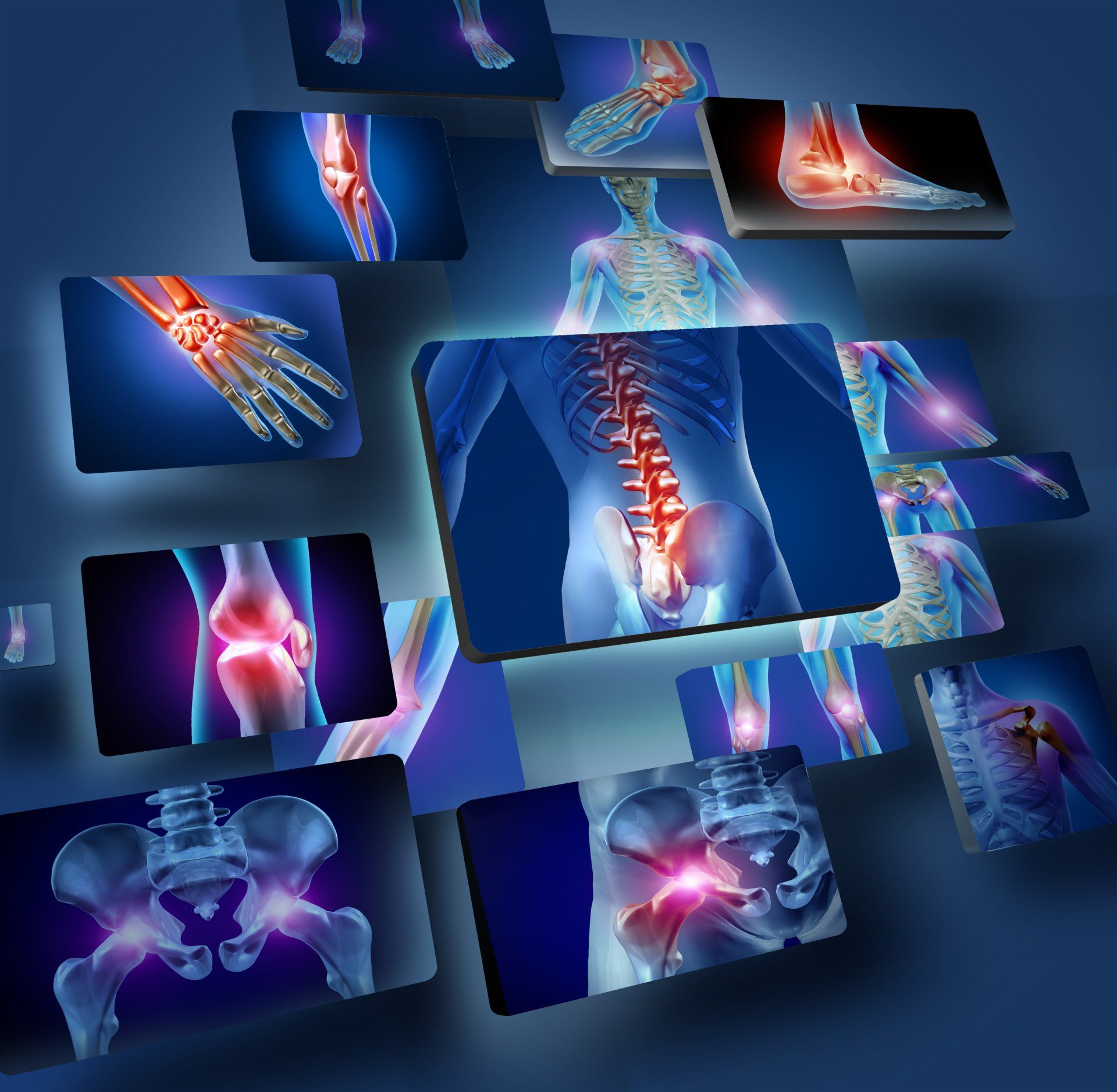 A collage of pictures showing different types of joint pain