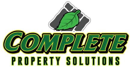 The complete property solutions logo has a green leaf on it.