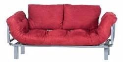 metal frame futon in red cover