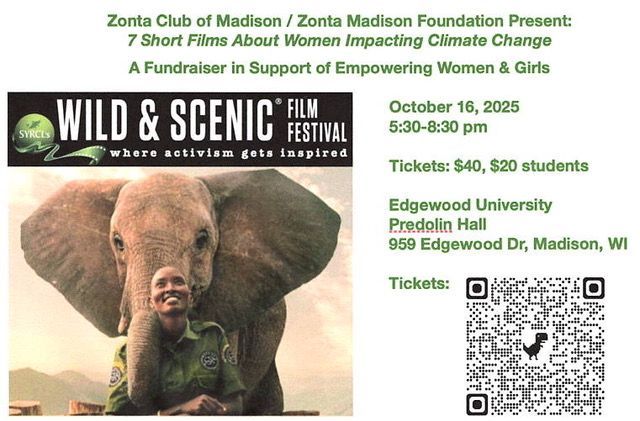 Poster for a film festival at Edgewood University on October 16, 2025, featuring short films about women and climate change.