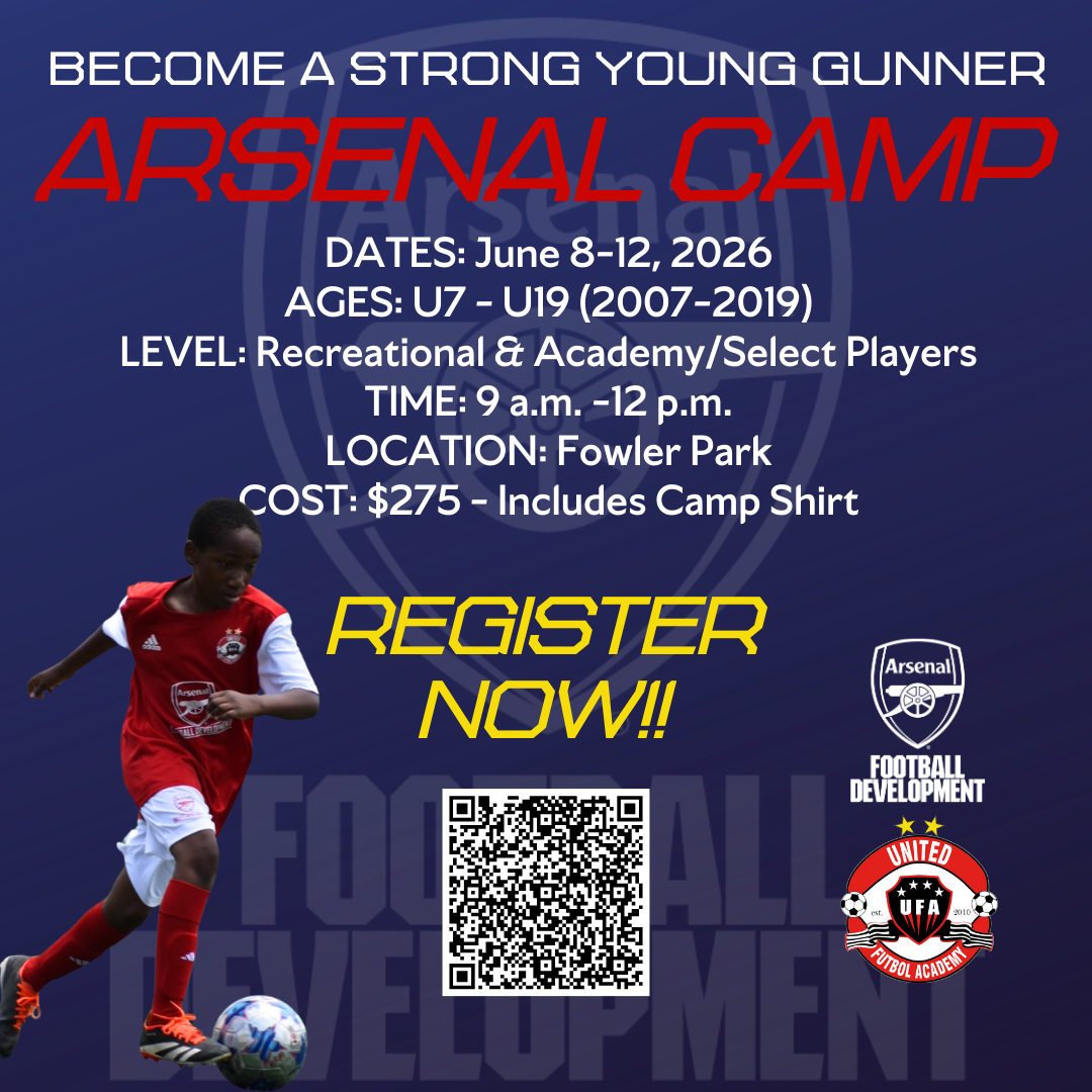 United Futbol Academy Arsenal Camp flyer