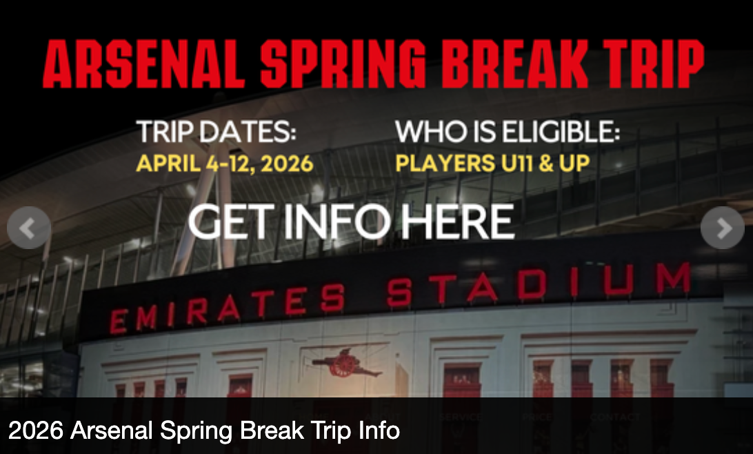 United Futbol Academy Lumpkin Arsenal Spring Break Trip flyer