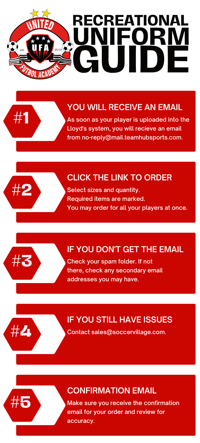 United Futbol Academy Mountains recreational uniform guide