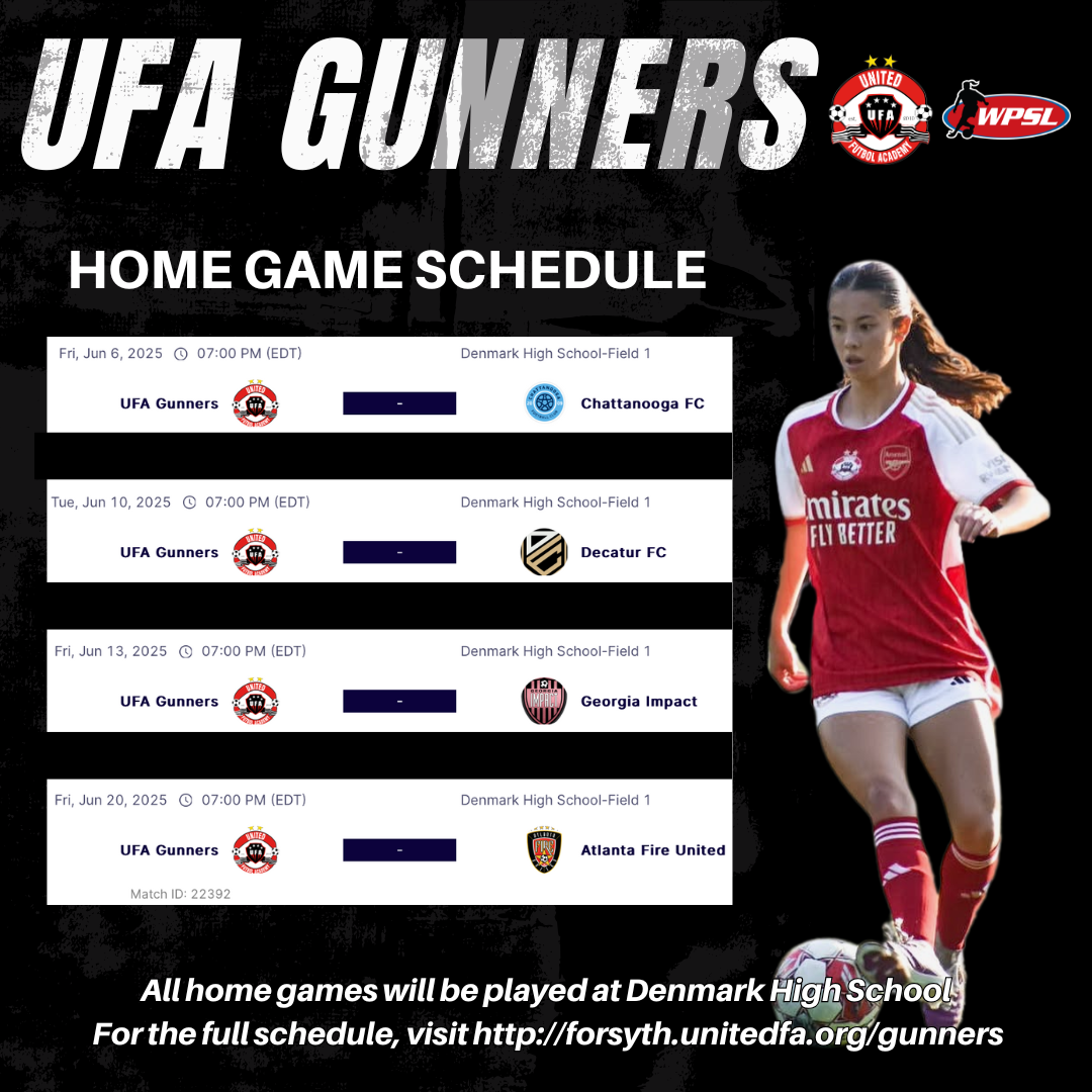 UFA Gunners home game schedule