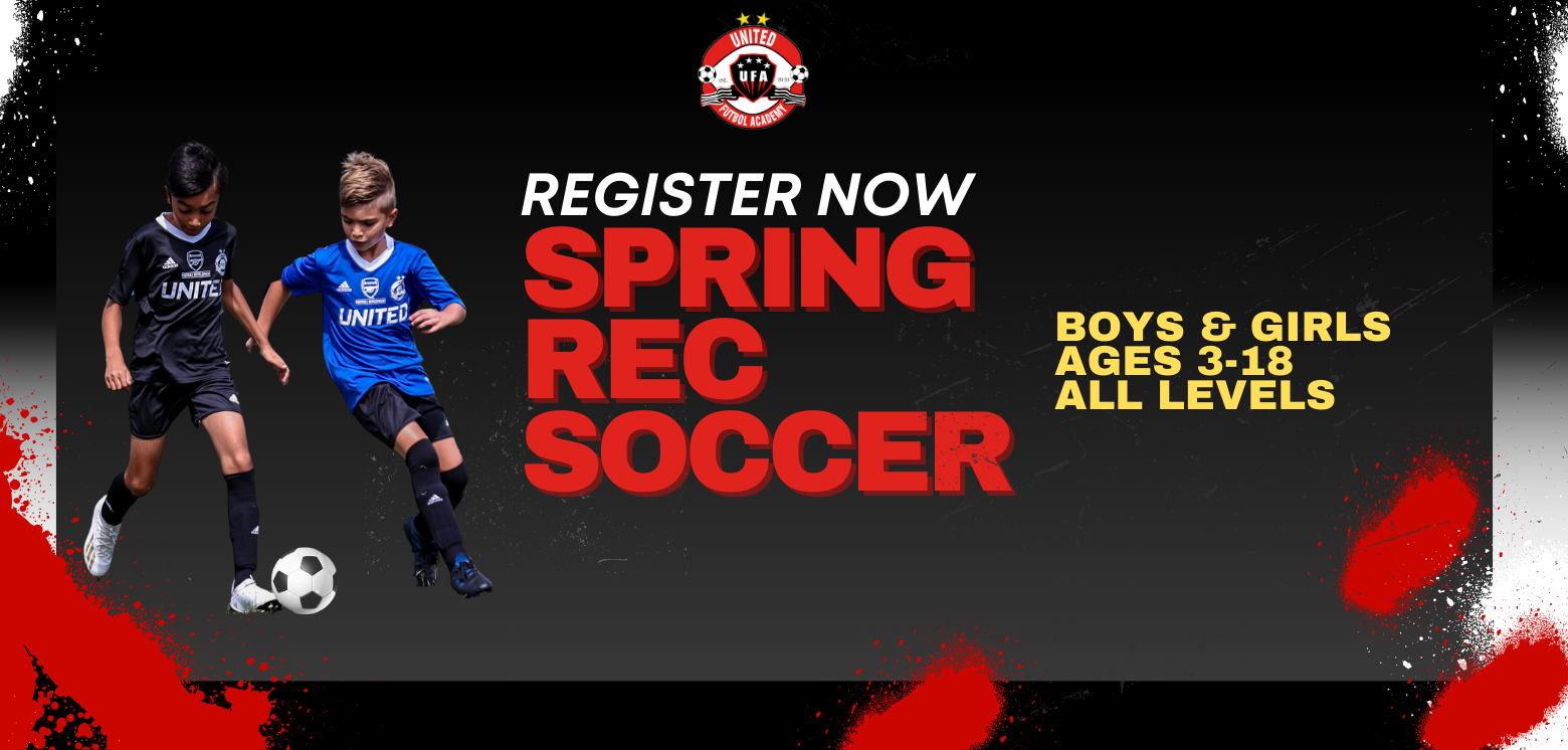 United Futbol Academy Mountains spring rec soccer flyer
