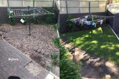 A Before And After Photo Of A Lawn — Barron River Lawns In Biboohra, QLD