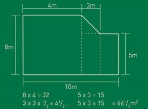 A Drawing of a Rectangle with Measurements on a Green board — Boambee Turf In Bonville, QLD	