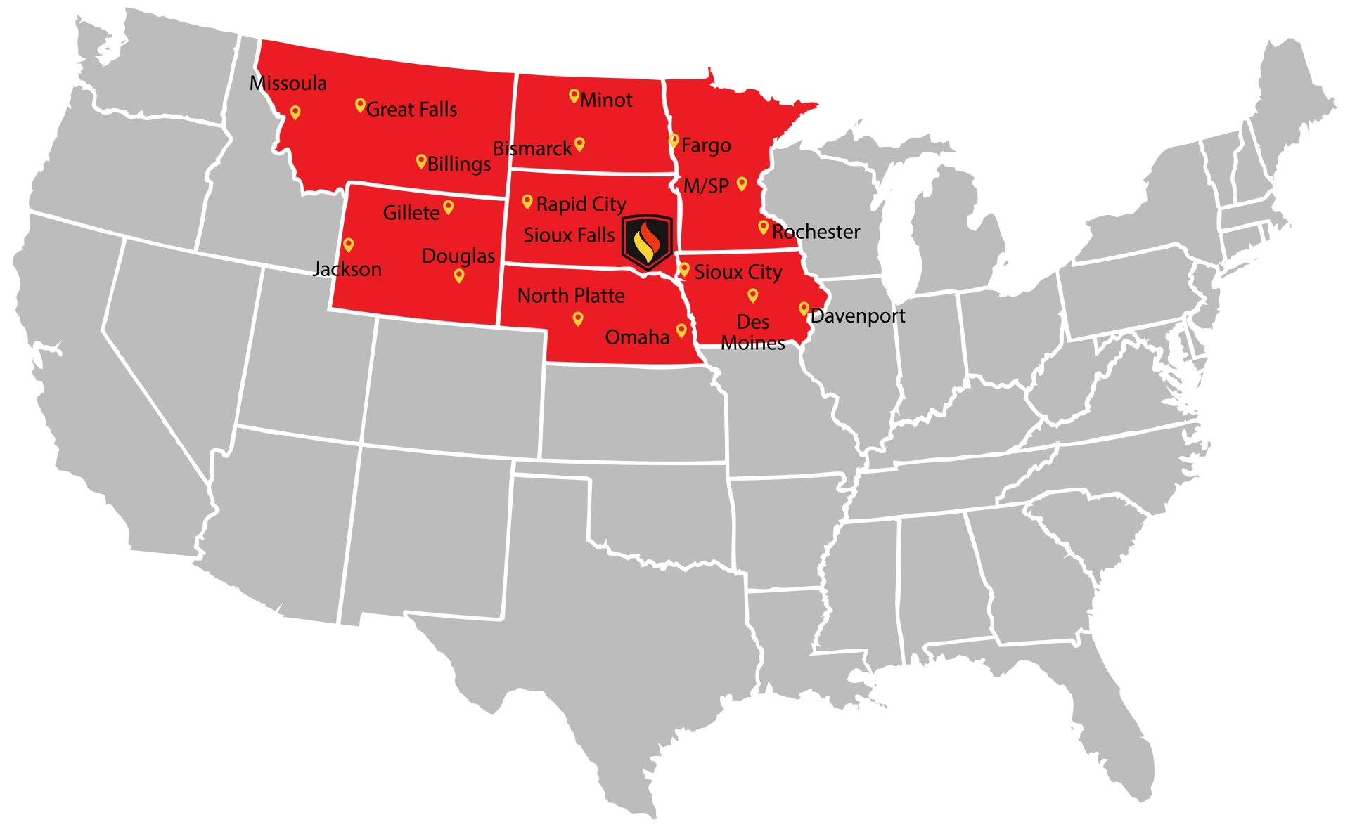 Our 10-state service area across the northern U.S.