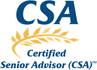 CSA Certified Senior Advisor logo in blue and gold.