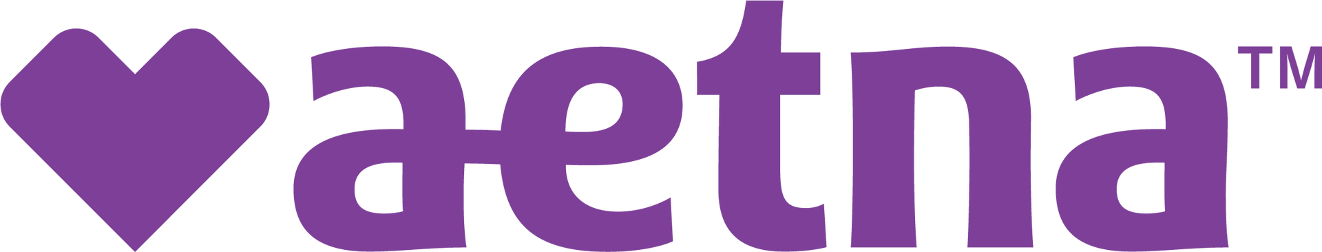 Aetna logo: purple heart symbol and 