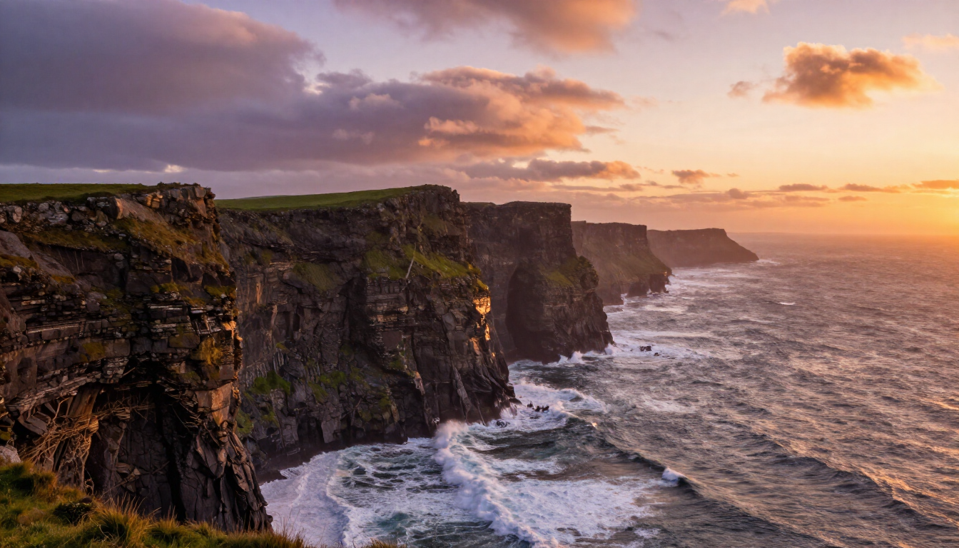 The dramatic Cliffs of Moher at sunset
