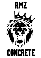 RMZ Concrete logo: lion wearing crown, text above and below the lion.