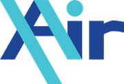 A blue and white logo for a company called air