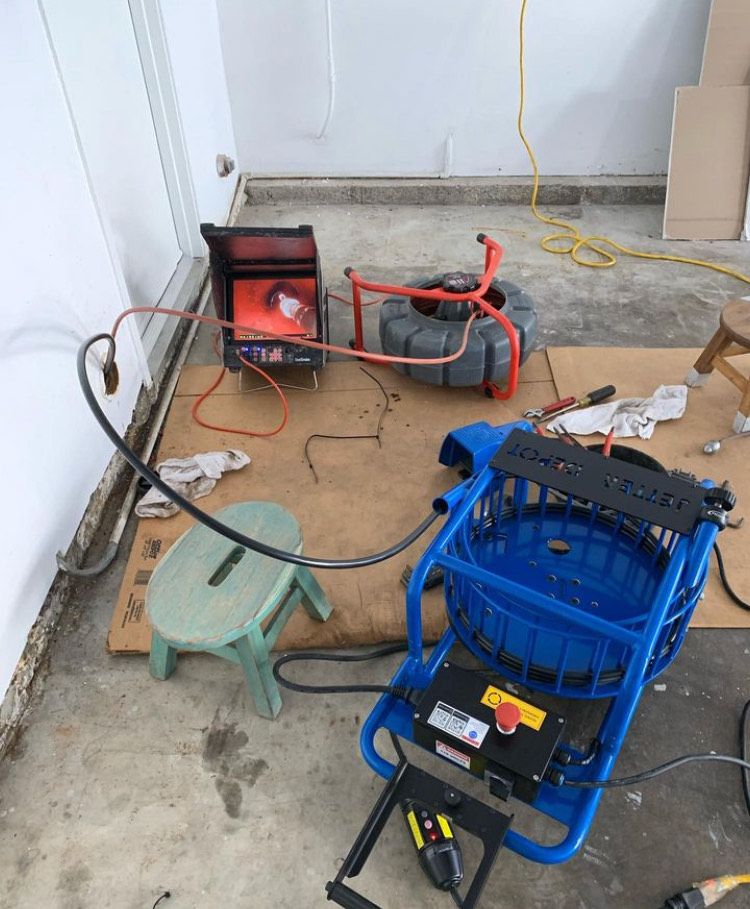 A blue chair with a camera attached to it