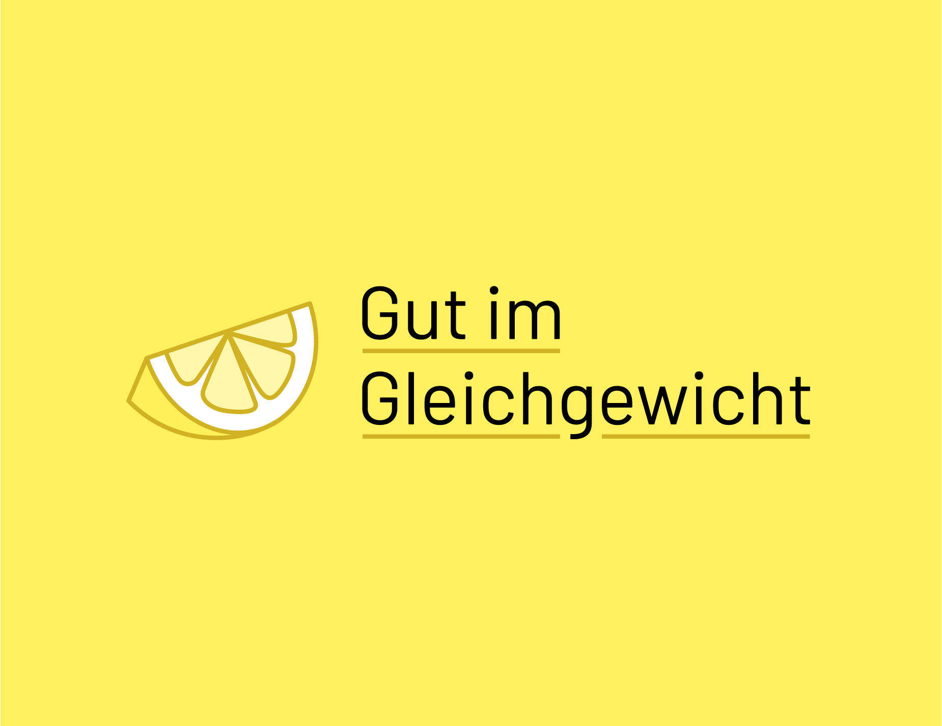 Logo von Gut im Gleichgewicht mit einer geviertelten Zitrone in Gelbtönen