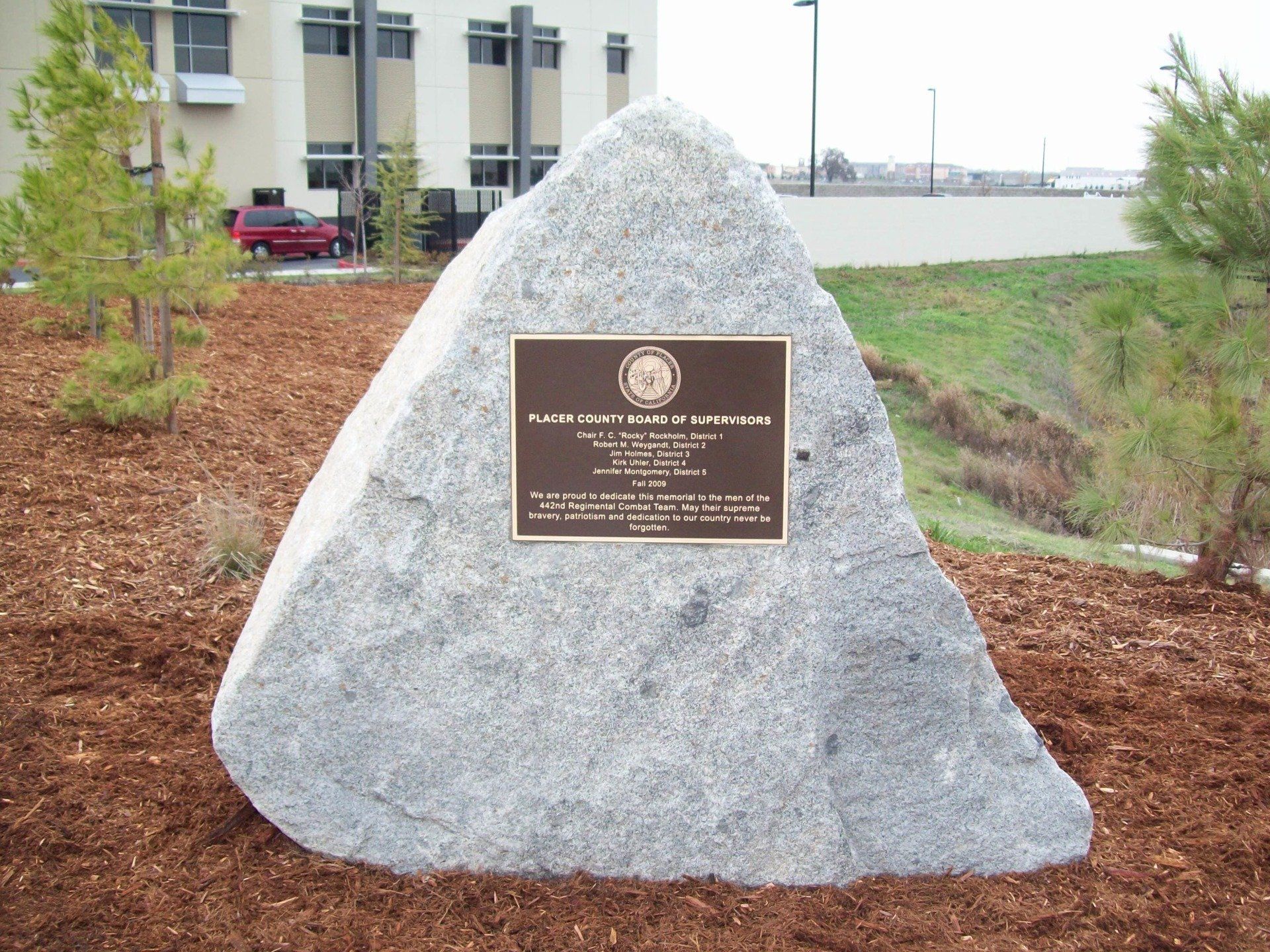 Bronze Plaque Recessed into a Rocklin Granite Boulder