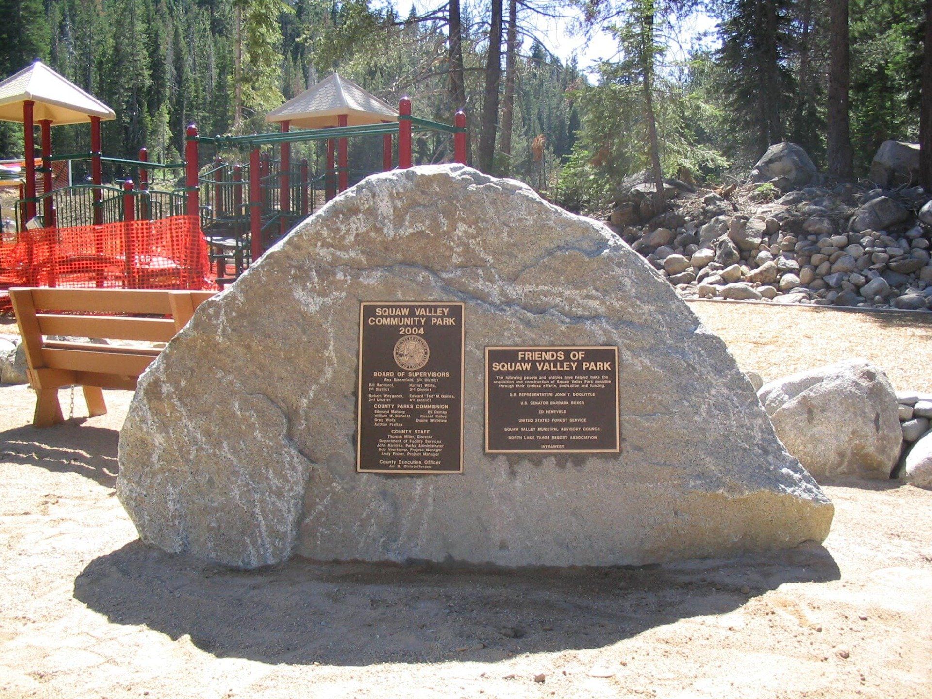 Cast Bronze Plaques recessed into a Granite Boulder