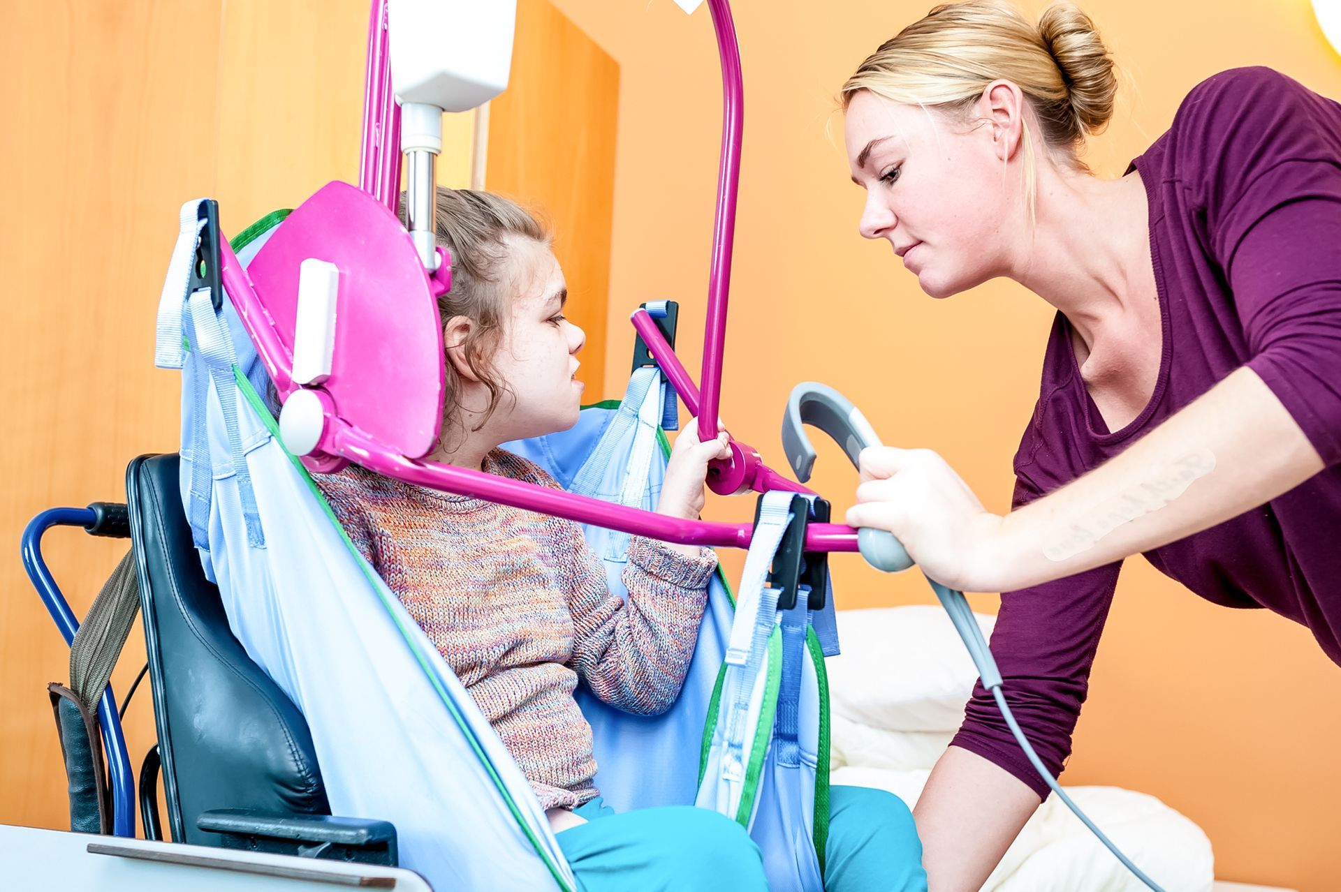 nurse taking care of little girl