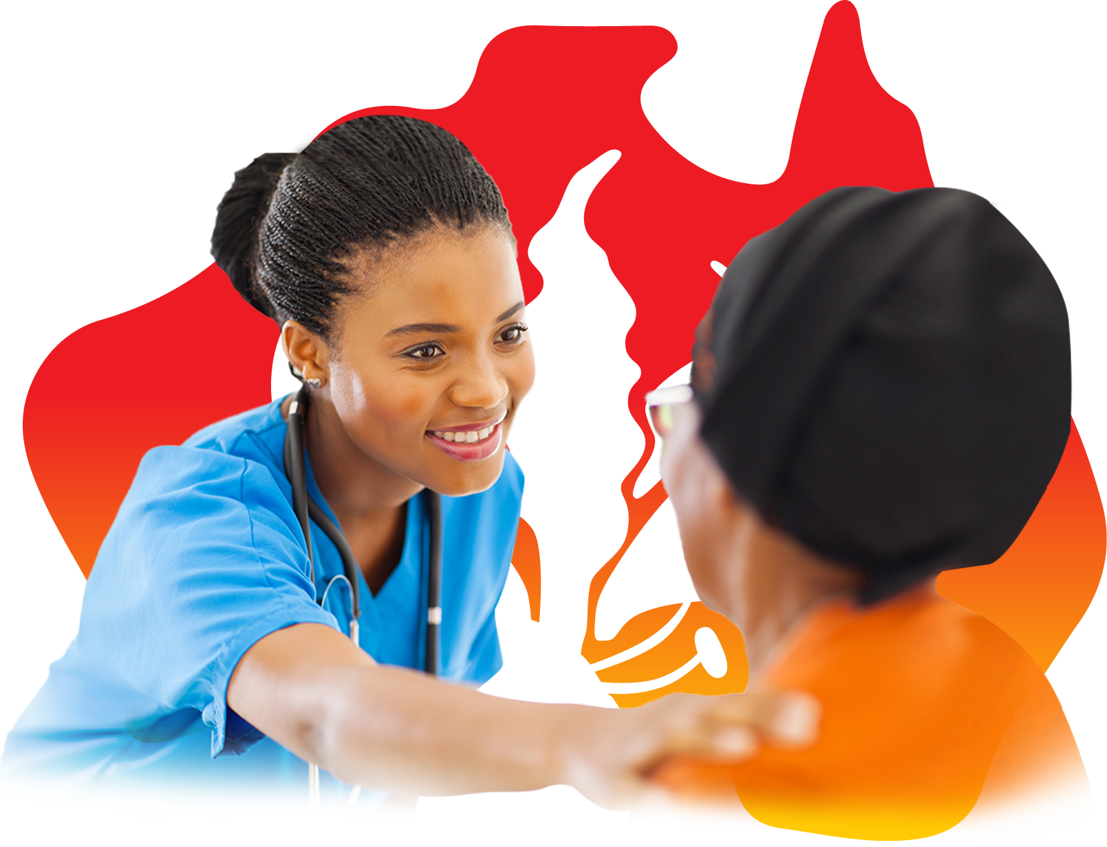 nurse reassuring a patient