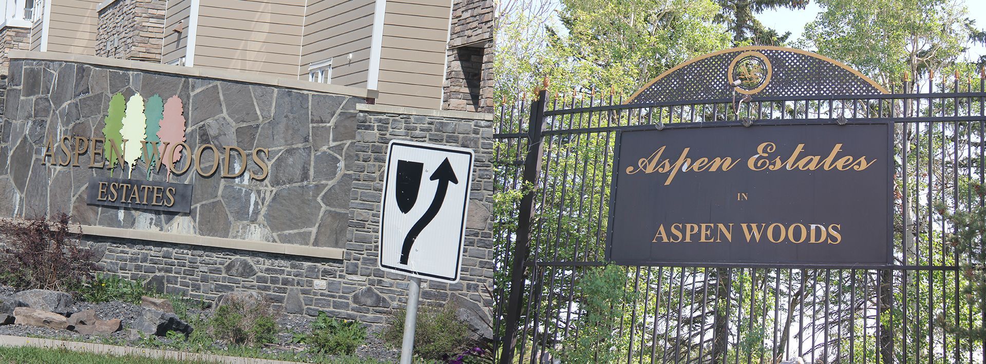 A sign that says aspen estates on it