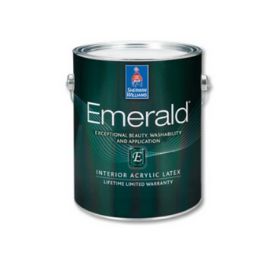 A can of Emerald interior acrylic latex paint