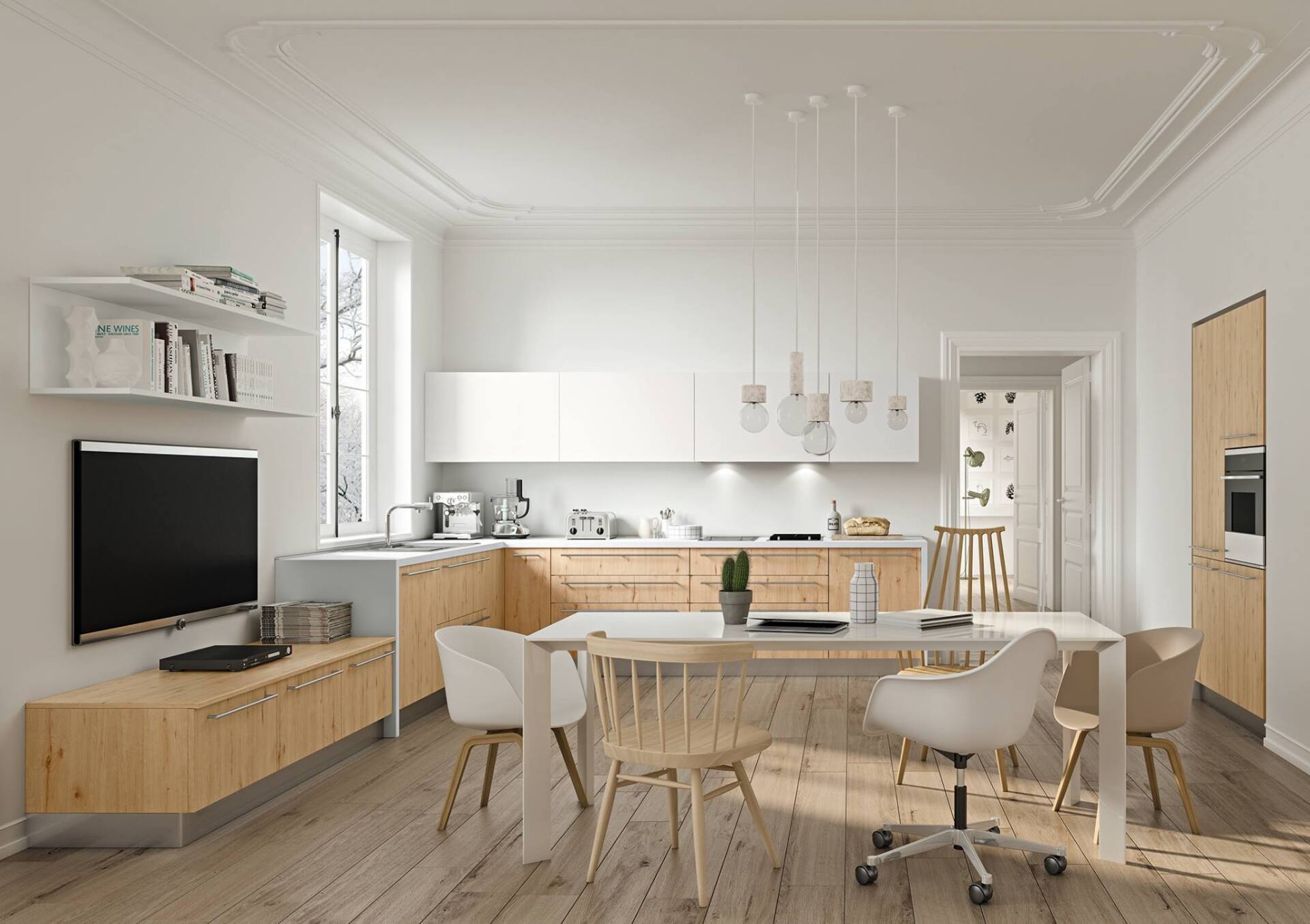 cucina con tavoli e sedie