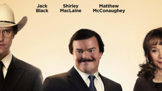 Jack Black with a mustache, Shirley MacLaine, and Matthew McConaughey from IMBD.