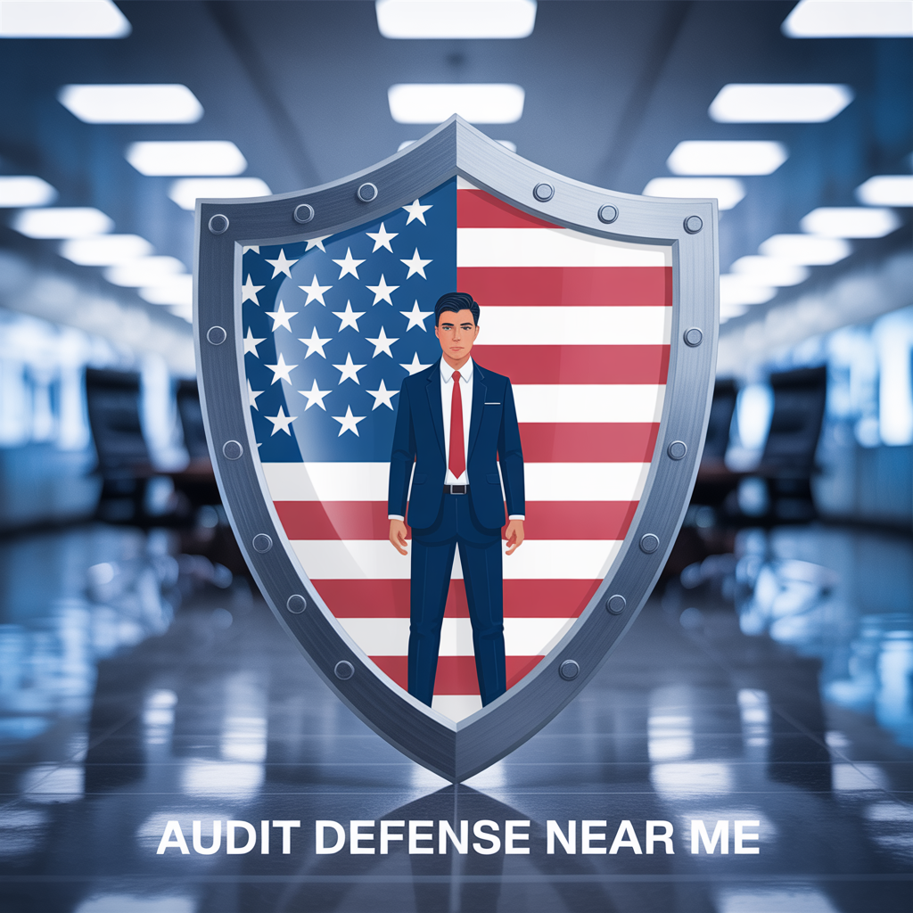 A man in a suit and tie is standing inside of an american flag shield.
