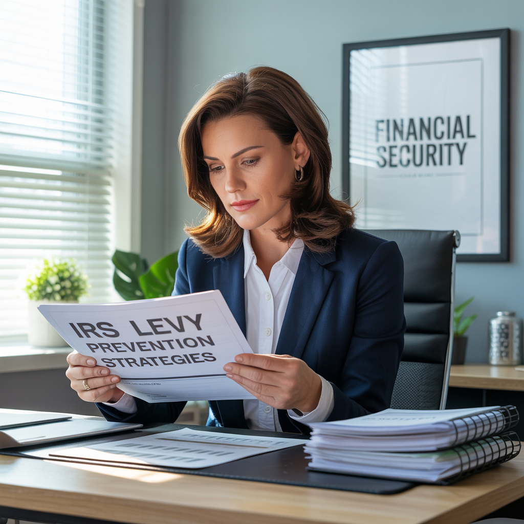 A woman is sitting at a desk reading a piece of paper.