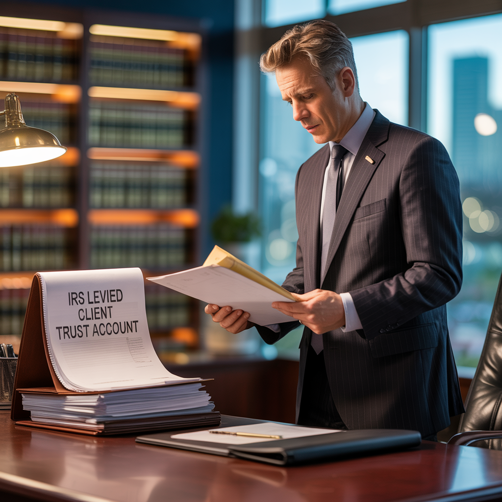 A man in a suit and tie is sitting at a desk looking at a piece of paper.